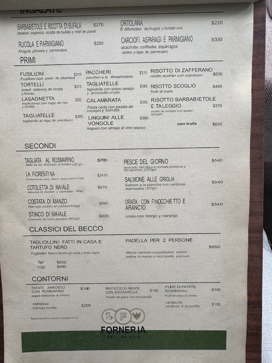 Fornería del Becco Menu - Image 2